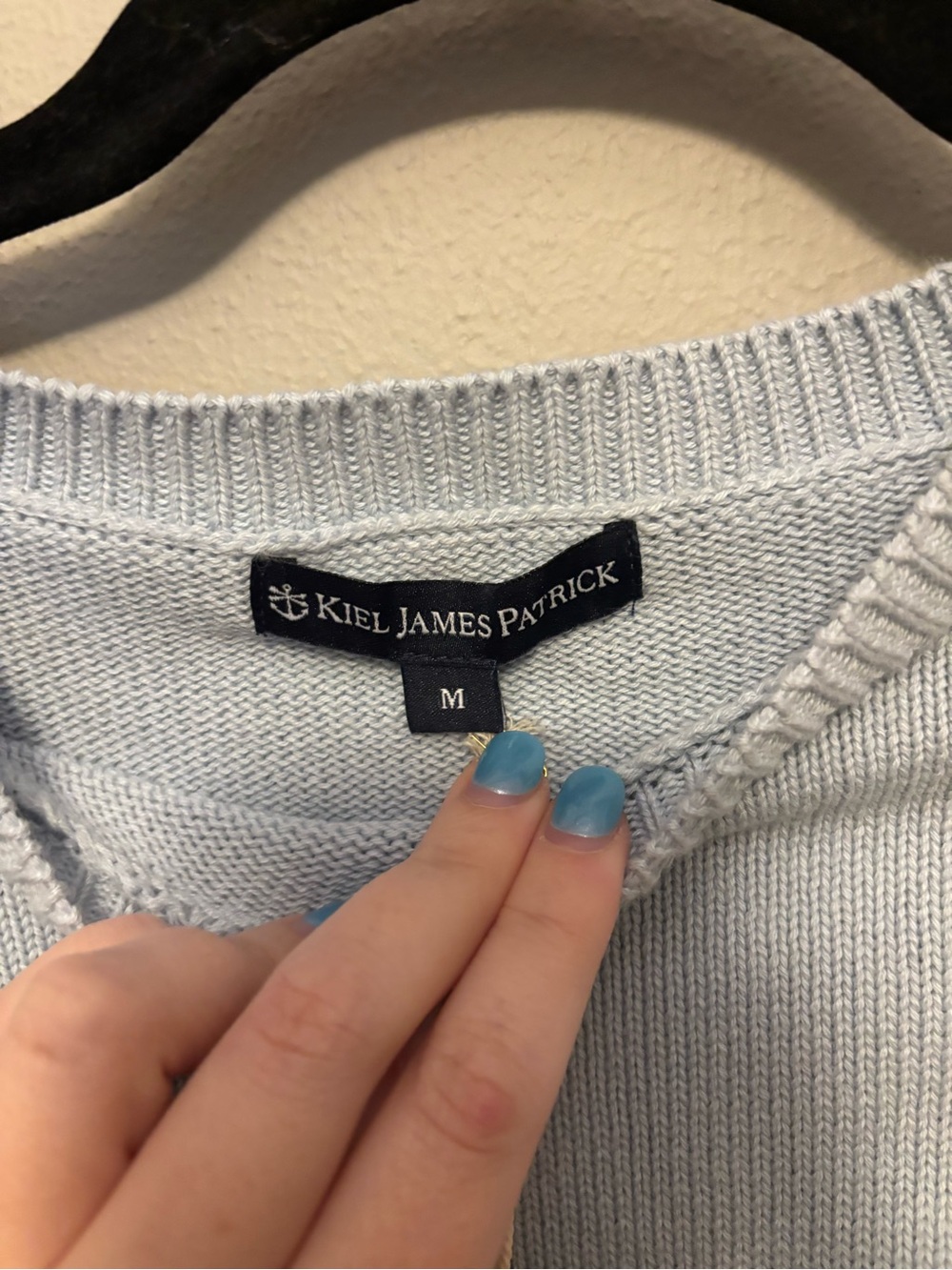 Kiel James Patrick Hydrangea Light Blue Embroidered Sweater M with initials HEB - Picture 8 of 11